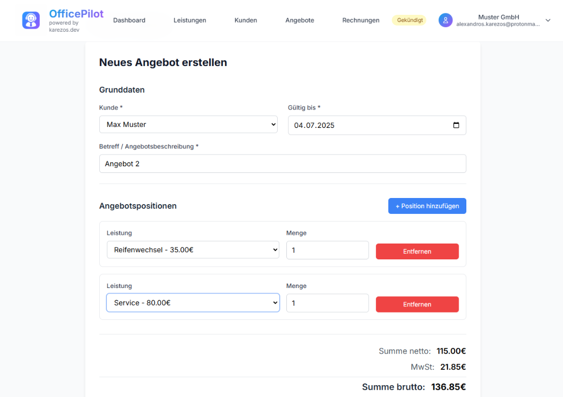 Angebote Screenshot