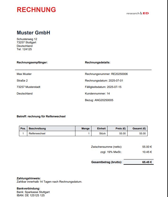 PDF Export Screenshot